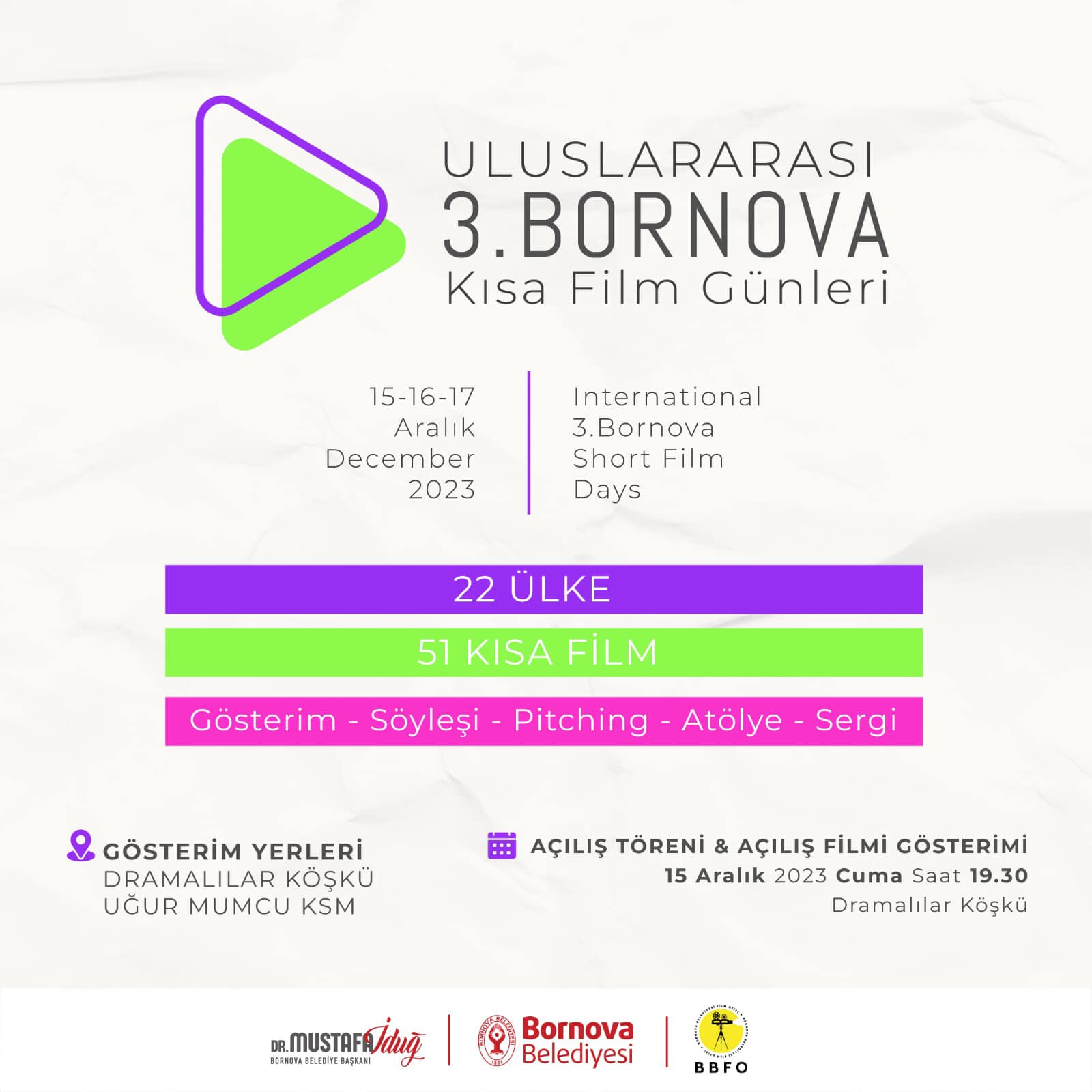 Uluslararası Bornova Kısa Film Günleri İzmir'de Sinemaseverleri Ağırlıyor!