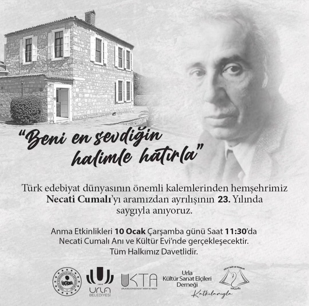İzmir'in Urla İlçesi, Edebiyat Dünyasının Usta İsmi Necati Cumalı'yı Anacaksi Etkinliği Düzenliyor