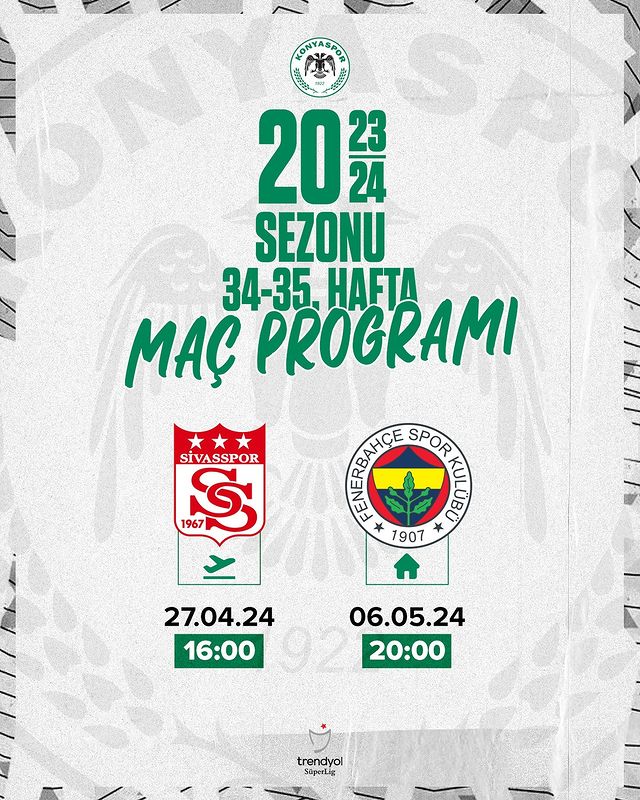 Tümosan Konyaspor'un Trendyol Süper Lig'deki 34 ve 35. hafta müsabaka programları açıklandı!