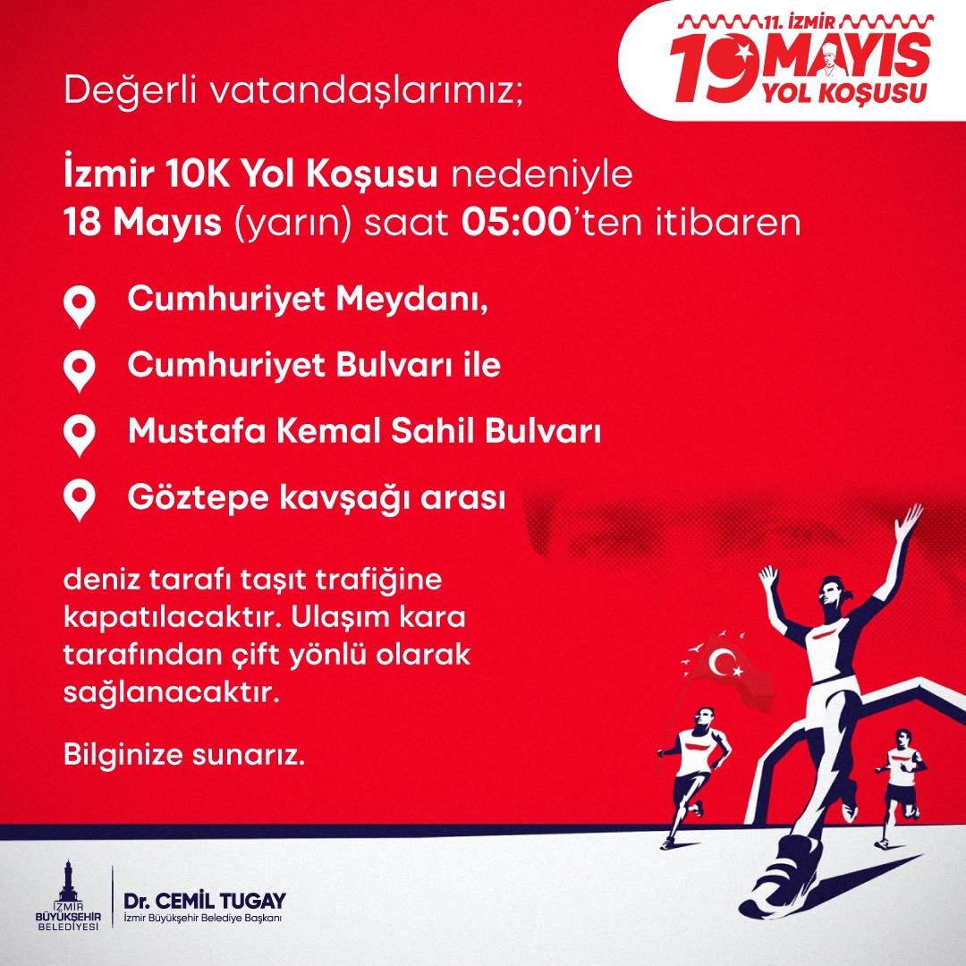 İzmir'de Koşu Etkinliği Nedeniyle Trafik Düzenlemesi