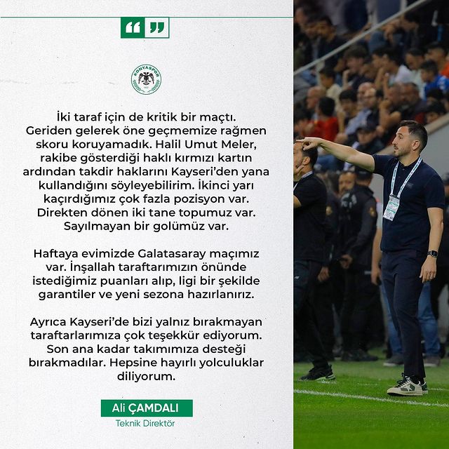 TÜMOSAN Konyaspor Teknik Direktörü Ali Çamdalı'dan Maç Değerlendirmesi