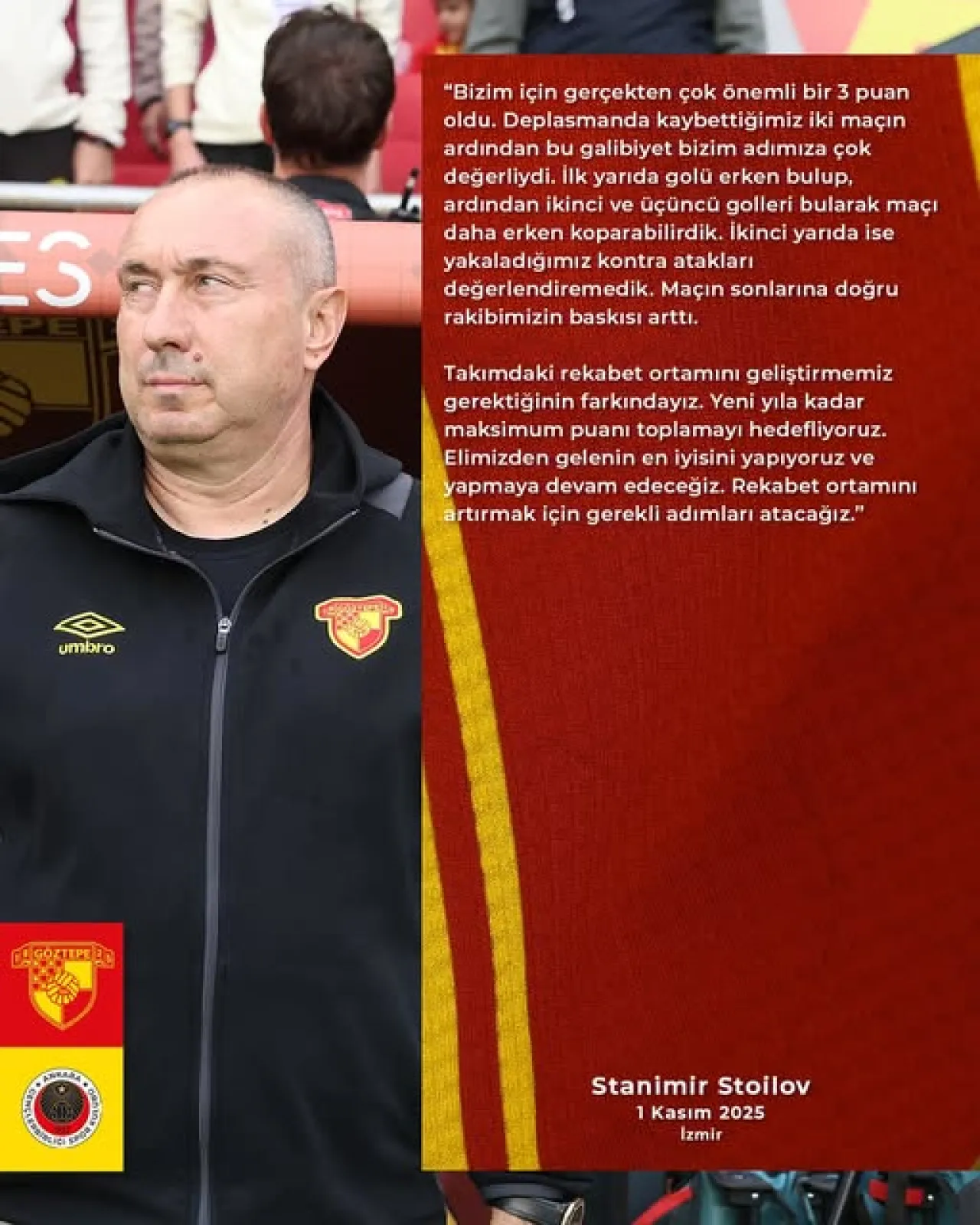 Göztepe Teknik Direktörü Stoilov'dan Gençlerbirliği Galibiyetinin Ardından Önemli Açıklamalar