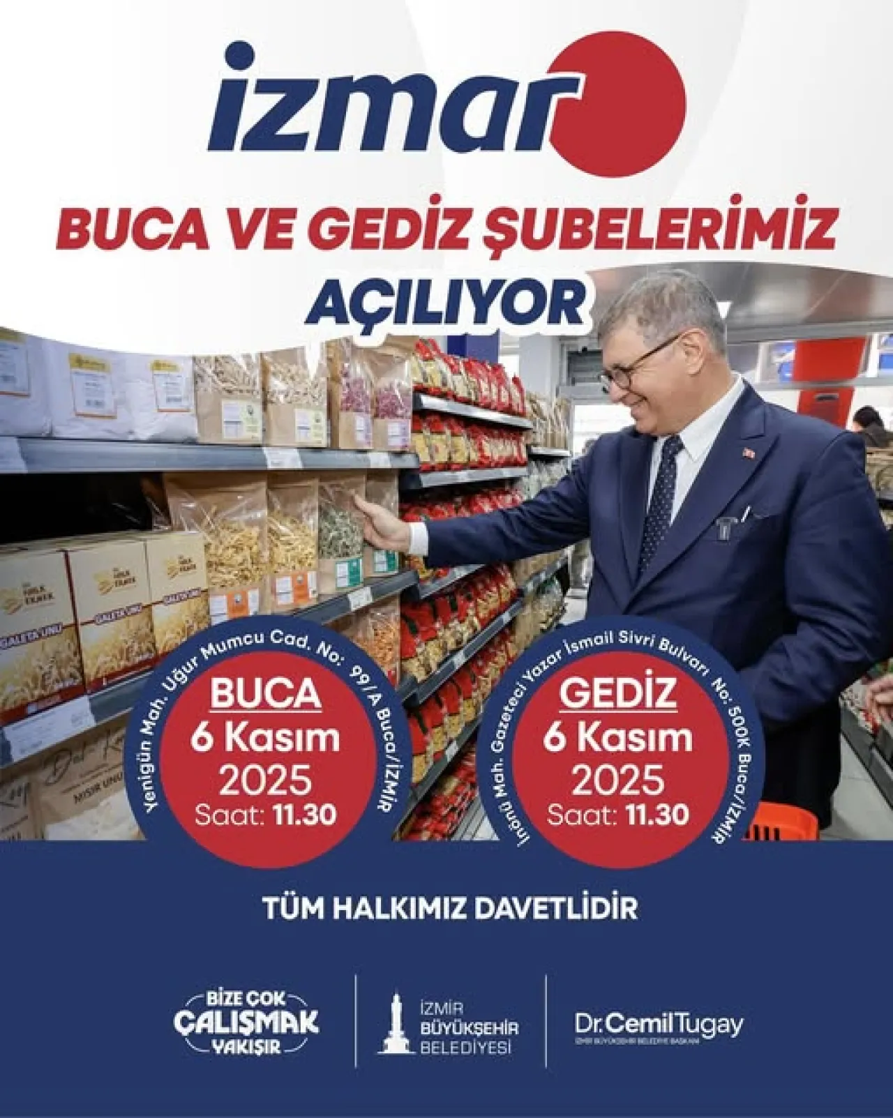 İzmir'de Ekonomik Alışveriş İmkânı Genişliyor: Buca ve Gediz'e Yeni İzmar Şubeleri Açıldı