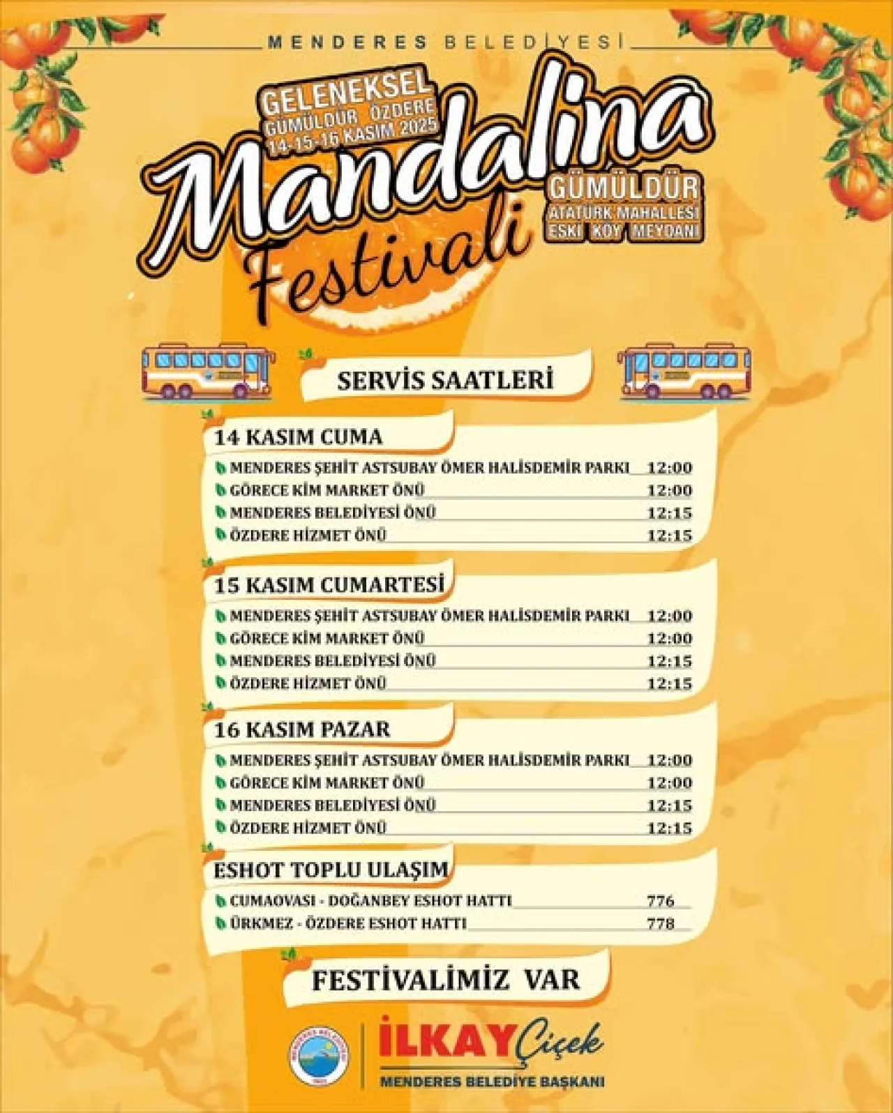 Menderes'te Geleneksel Mandalina Festivali Başlıyor: Gümüldür Sokakları Renkleniyor