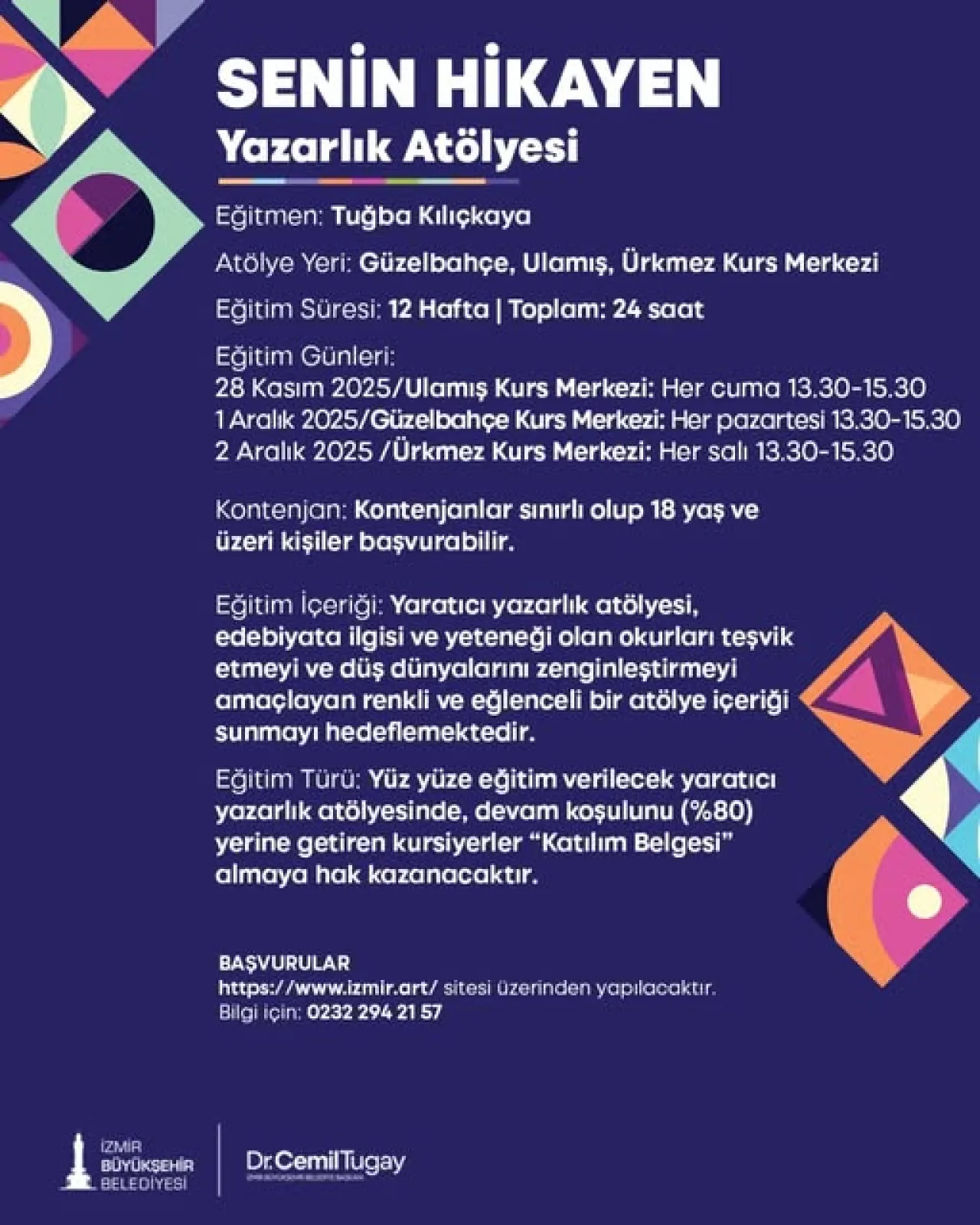 İzmir Büyükşehir Belediyesi'nden Yazar Adaylarına Yazarlık Atölyesi