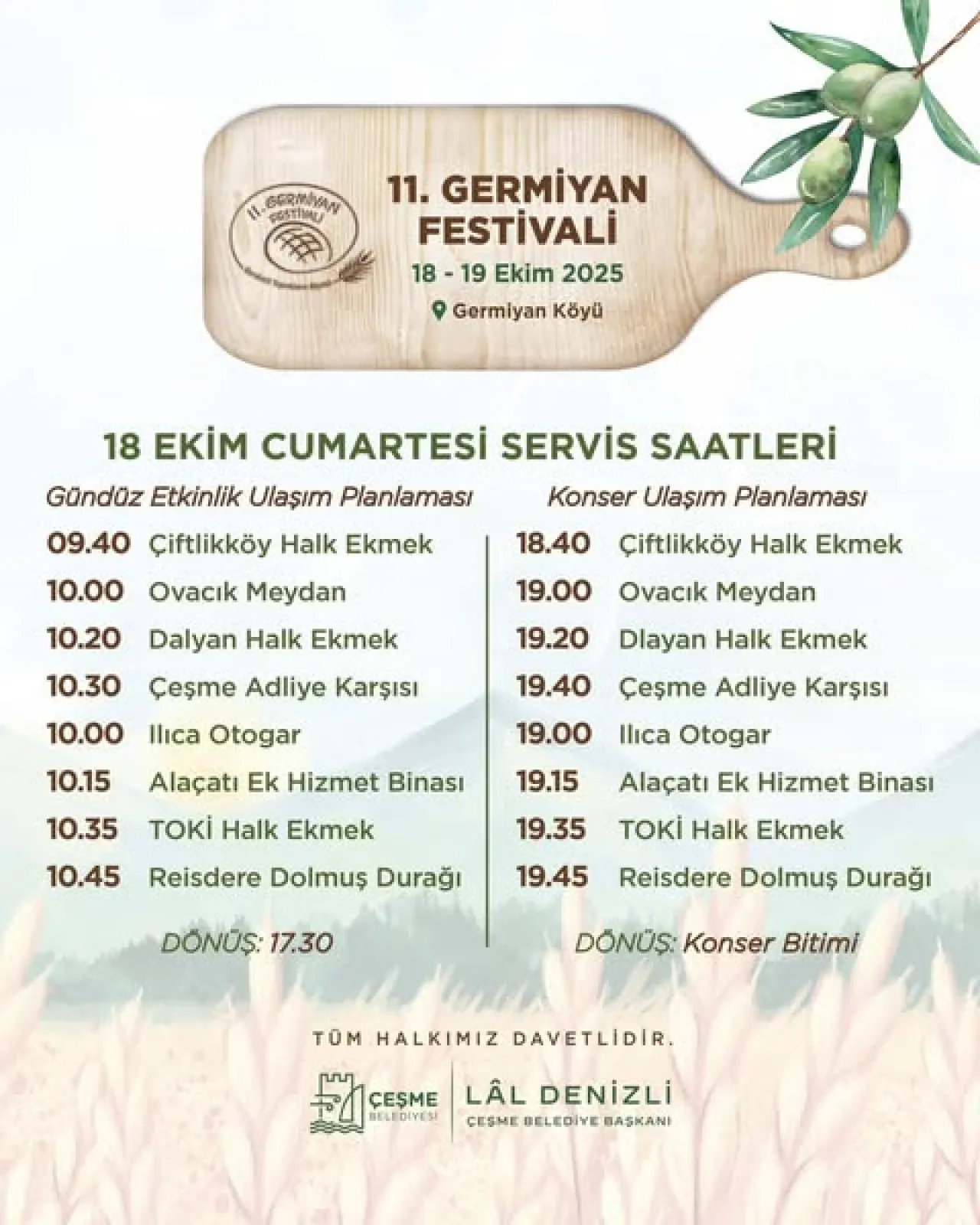 Germiyan Festivali 2025 Tarihi ve Ücretsiz Servis Saatleri Açıklandı