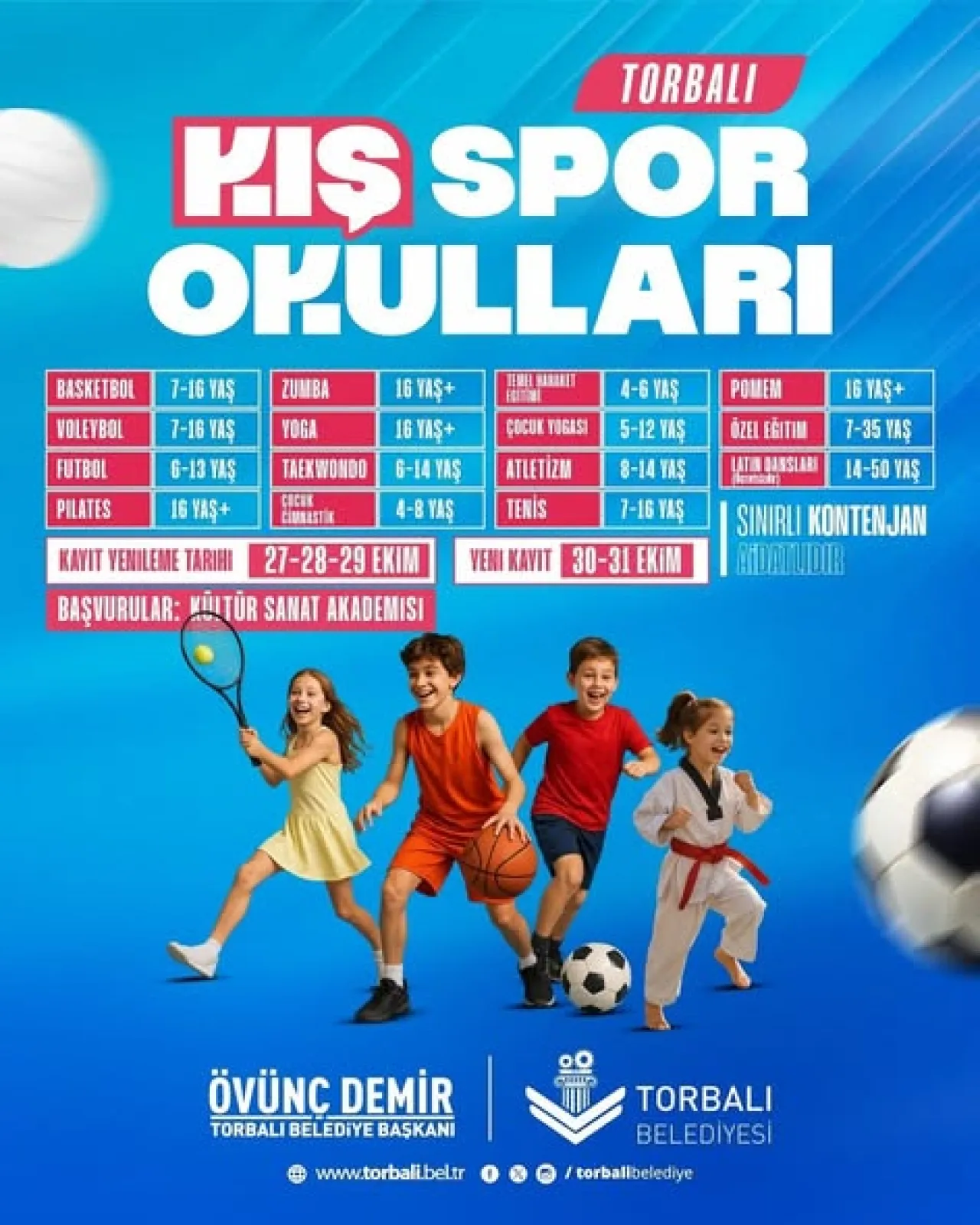Torbalı'da Kış Spor Okulları Kayıtları Başlıyor