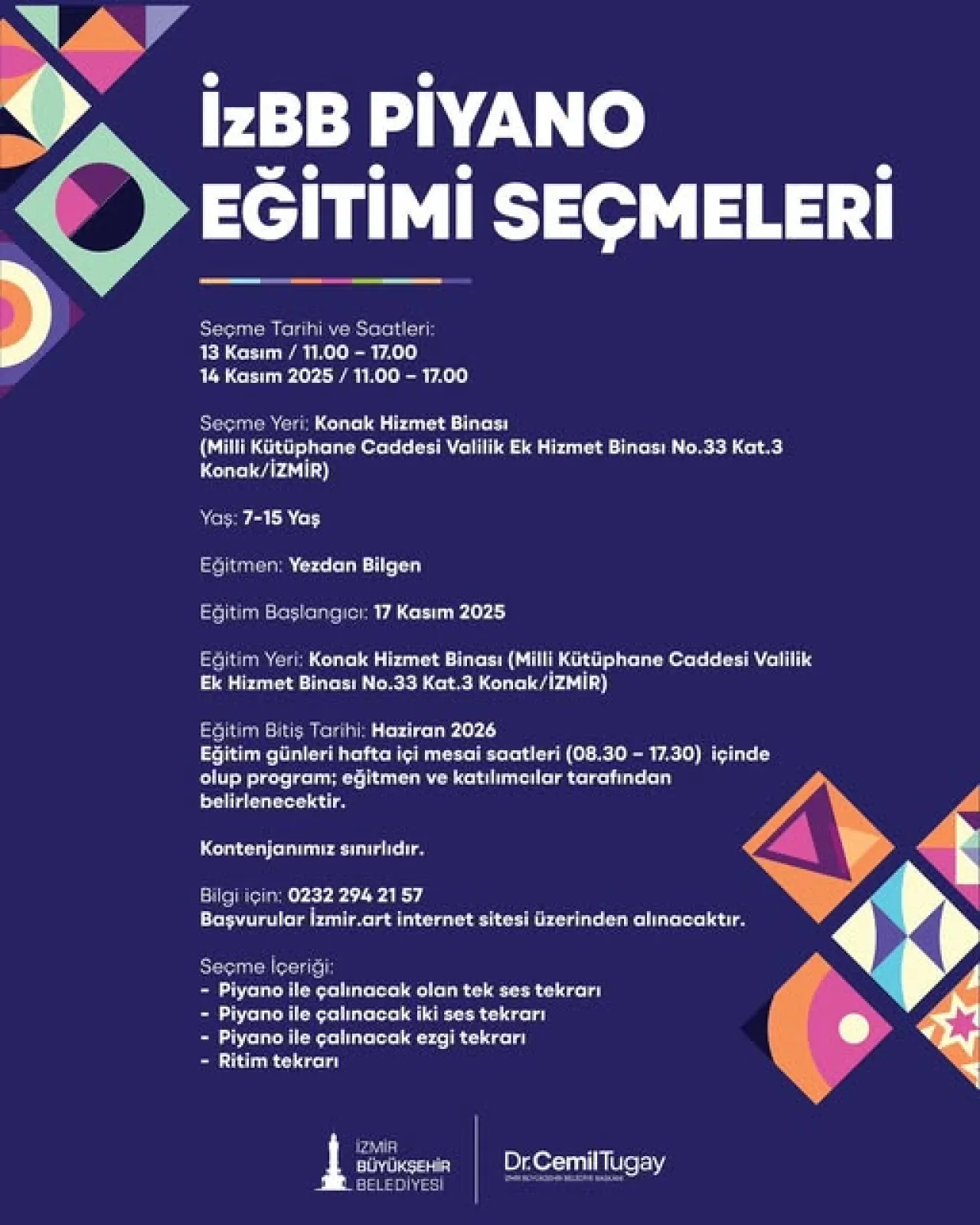 İzmir'de 7-15 Yaş Grubu İçin Piyano Eğitimi Seçmeleri Başlıyor